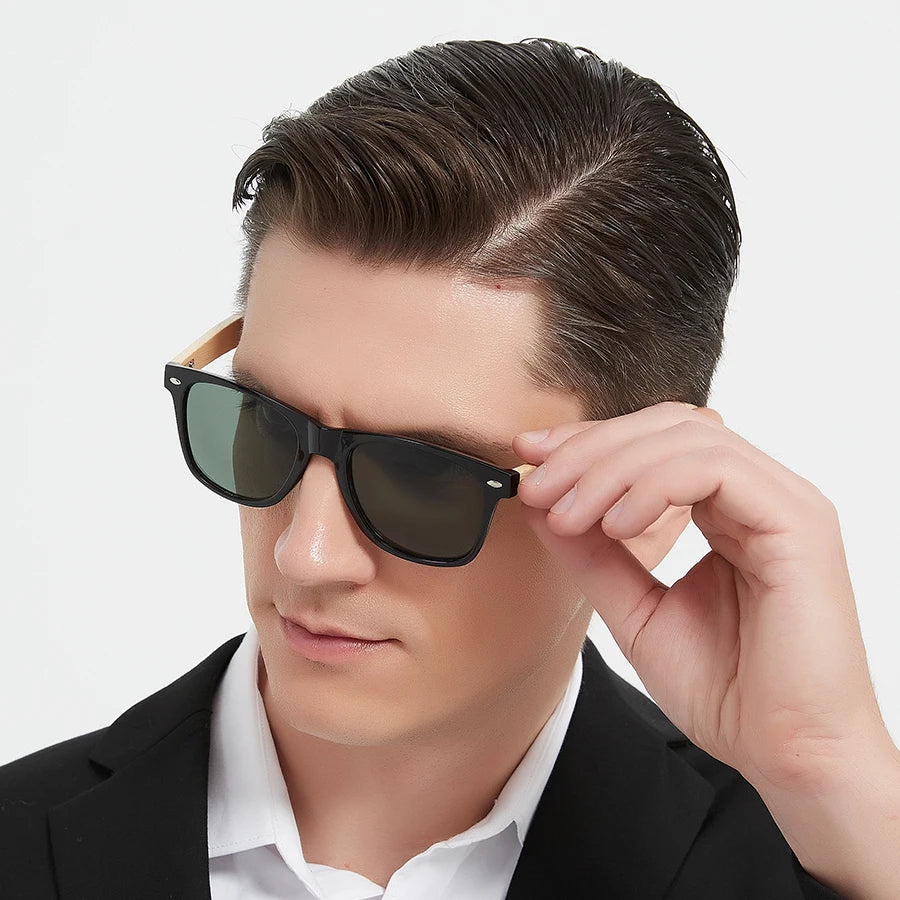 4 pièces mode carré unisexe bambou bois Vintage lunettes de soleil pour hommes femmes conduite pêche marque concepteur lunettes de soleil homme UV400