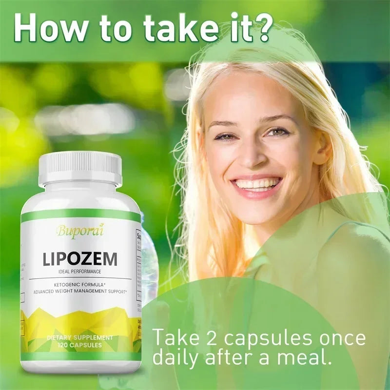 Lipozem naturel - Suppresseur d'appétit, brûleur de graisse, soulage le gonflage et le constipation, améliore le métabolisme - 120 capsules