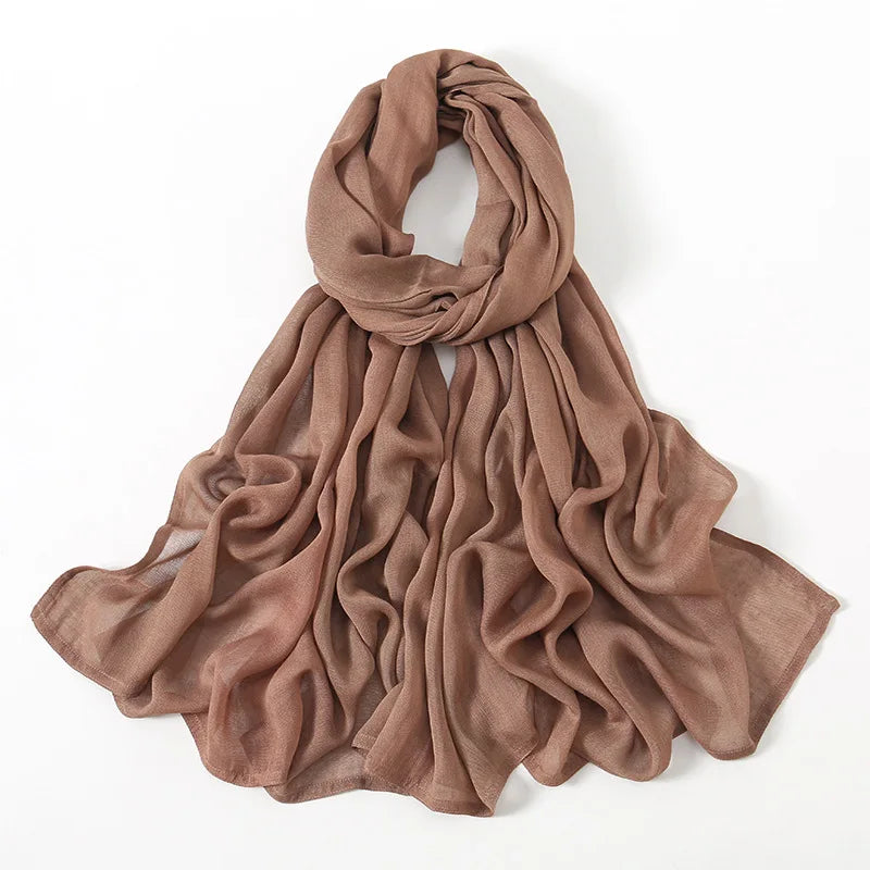 Ramadan Solid Color Plus Size Cotton Rayon Hijab Scarf Women's Muslim Headscarf Wraps Shawls Muslim Women's Headband Islamic Turban