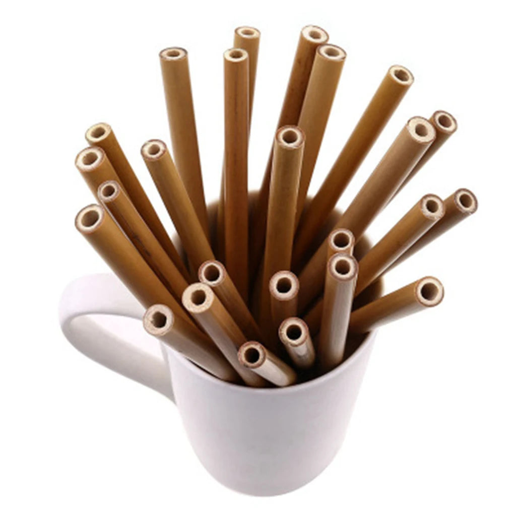 Pailles réutilisables en bambou, 30 pièces, Tube en bois creux de 10cm, pailles à boire en bambou pour cuisine, maison, fête, outil de Bar de mariage