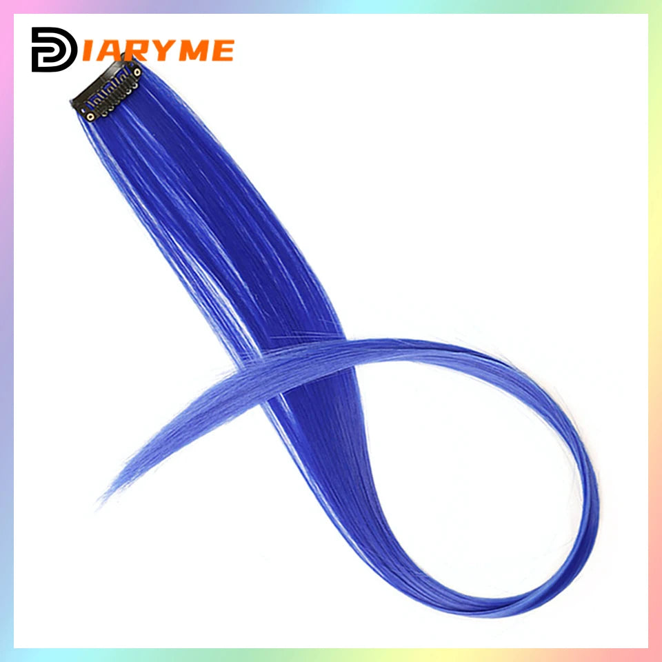 Colorful curly synthetic hair extensions for girls, long clip-in hairpiece, multicolored party strands, wig piece, for women and children