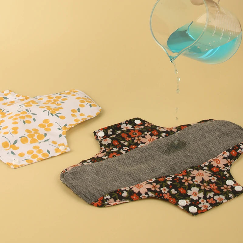 Serviettes hygiéniques antidérapantes, 5 pièces, doublure en graphène, tissu en coton, serviettes hygiéniques respirantes et lavables pour femmes, période avec sac humide