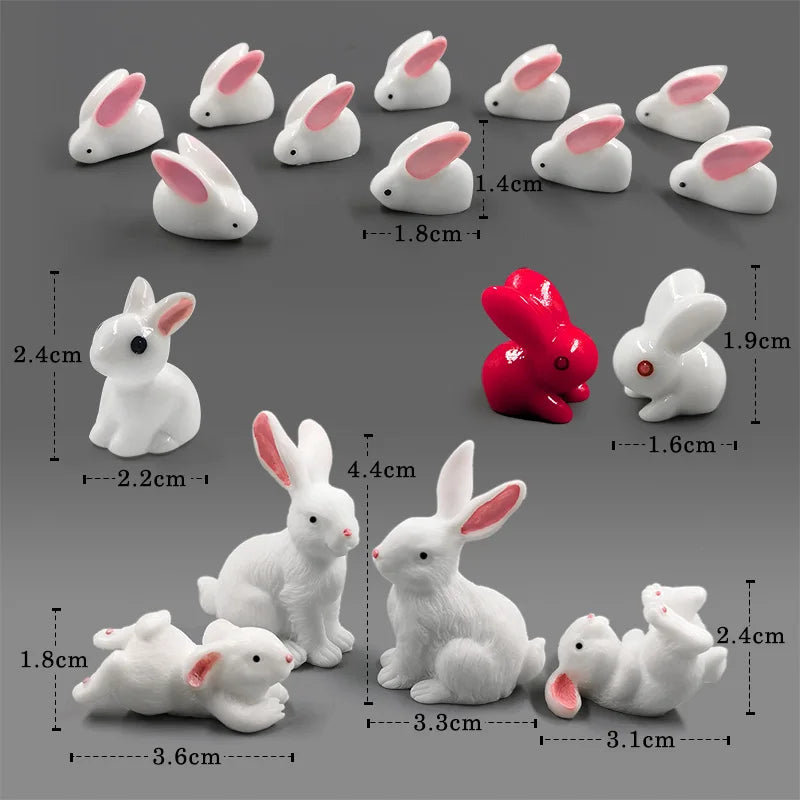 Figurine de pâques de noël, lapin blanc, carotte, bricolage, décor de chambre Kawaii, accessoires de décoration de jardin féerique miniatures modernes