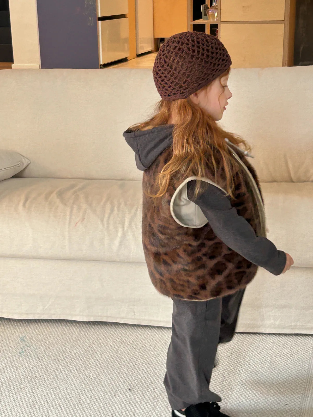 Manteau d'hiver pour filles, nouvelle mode, style occidental, fourrure intégrée, imprimé léopard, gilet en fourrure, tenue chaude quotidienne, 2025