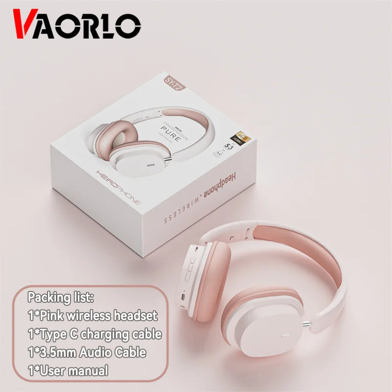 Casque sans fil Bluetooth 5.3 à la mode, casque stéréo HIFI portable supra-auriculaire, casque d'affaires, écouteurs de jeu à faible latence, prise en charge de la connexion 3,5 mm et de la lecture de cartes TF