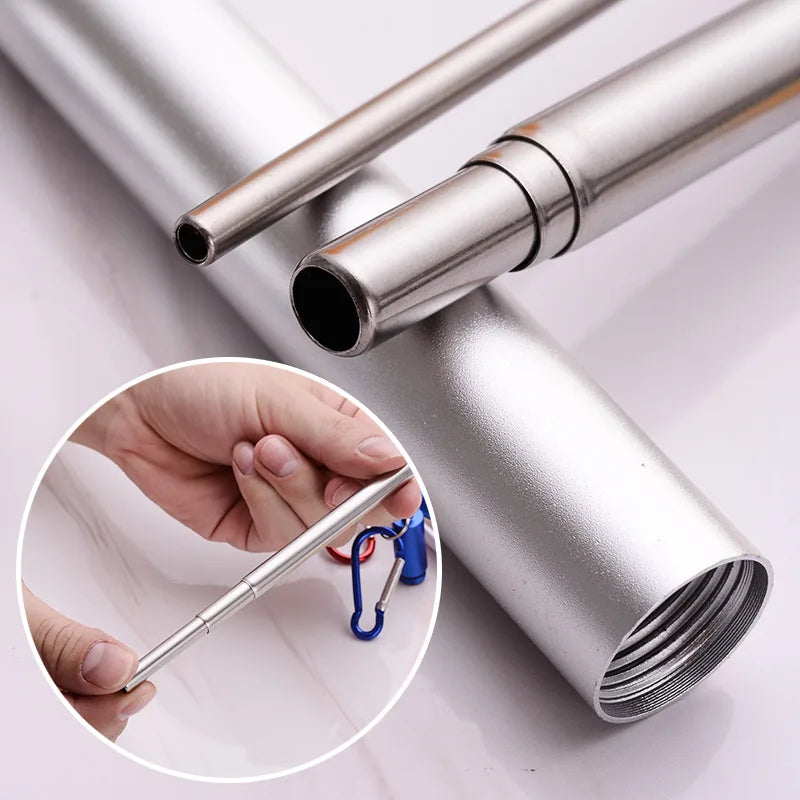Paille Télescopique Réutilisable en Acier Inoxydable 304, Paille D.lique avec Brosse pour Livres, Ensemble de Pailles à Boire Portables pour Voyage avec Étui