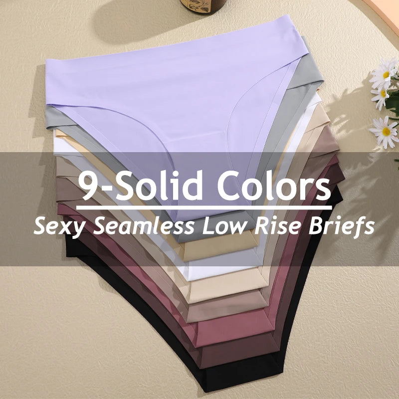 3 pièces/ensemble femmes culottes Sexy sans couture sans Trace sous-vêtements taille basse slips 9 couleurs unies respirant intimes Lingerie Ultra mince