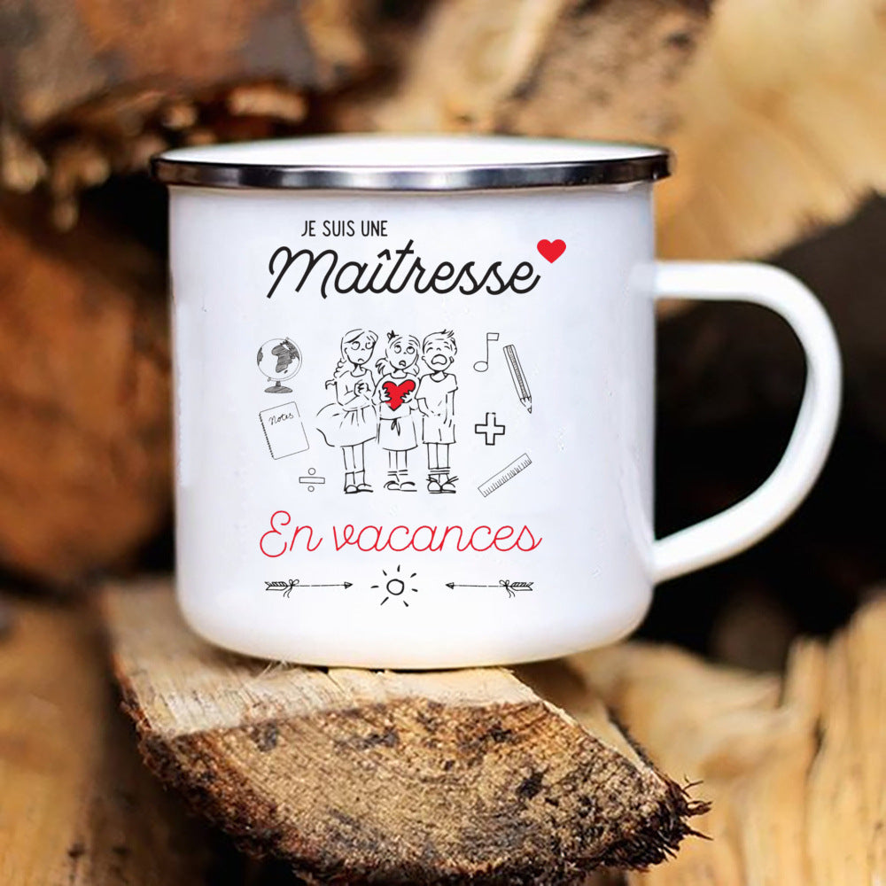 Tasse émaillée de remerciement, cadeau d'urgence pour les amateurs de café, cadeaux originaux pour les enseignants, cadeau de fin d'année scolaire, surprise pour l'enseignant
