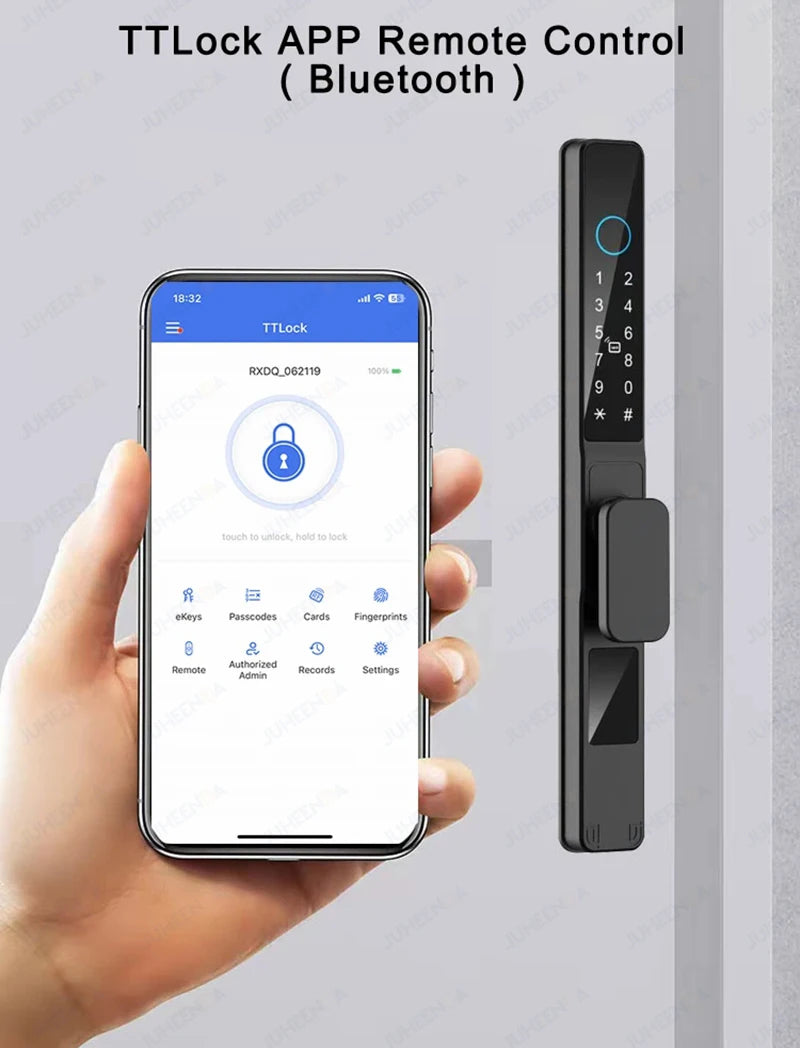 Serrure intelligente pour porte coulissante étanche, application TTLock Alexa, Code numérique par empreinte digitale, carte RFID, Anti-serrure électronique en verre d'aluminium