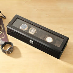 Boîtes à Montres en Bois Noir à 6 Fentes pour Homme, Présentoir de Magasin, Pratique, Rangement de Bijoux