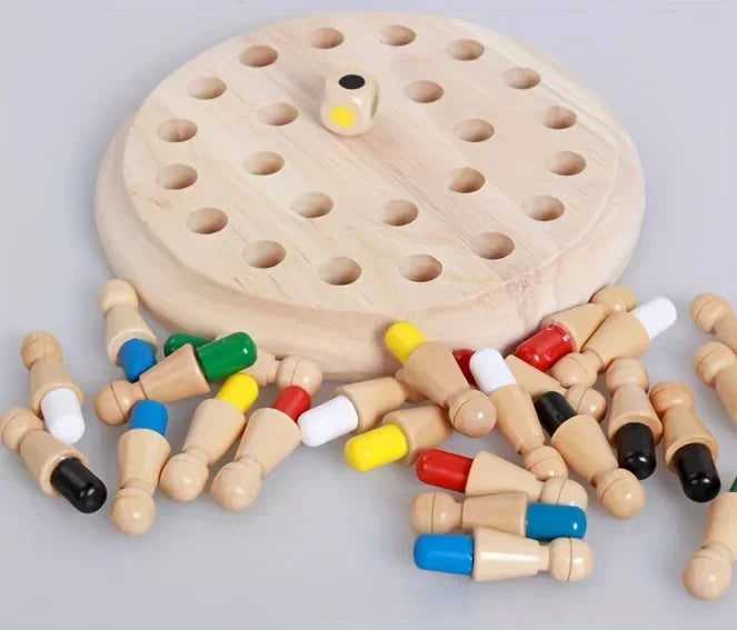 Jeu de mémoire en bois, Puzzle d'échecs éducatif pour enfants et adultes, niveau de compétence intermédiaire, jeu de société familial Portable