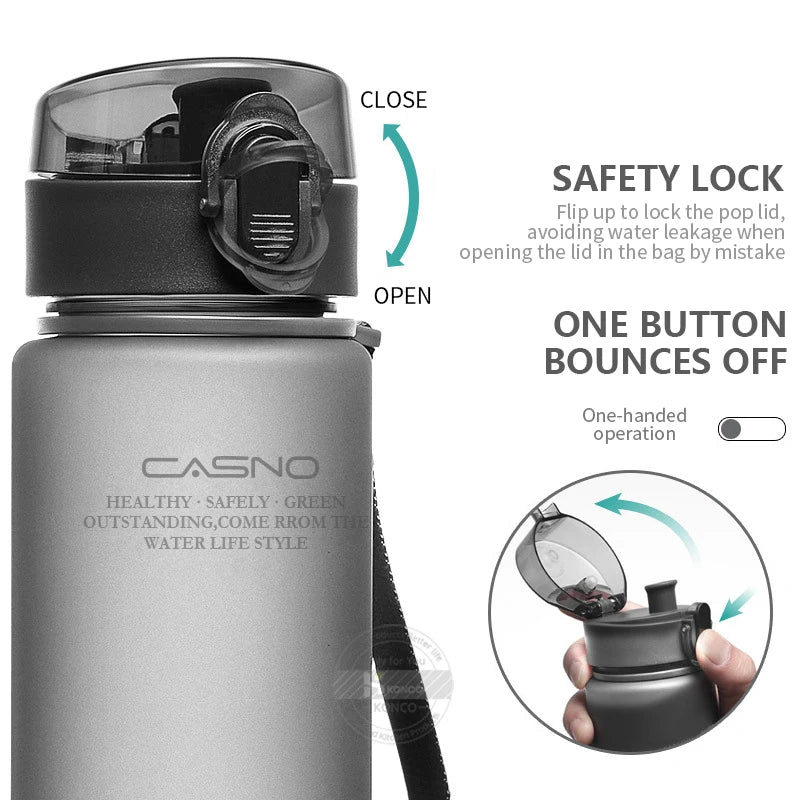 400/560ml bouteille d'eau Sport bouteille à boire Portable étanche Shaker bouteille en plastique Drinkware Sport de plein air Fitness sans BPA
