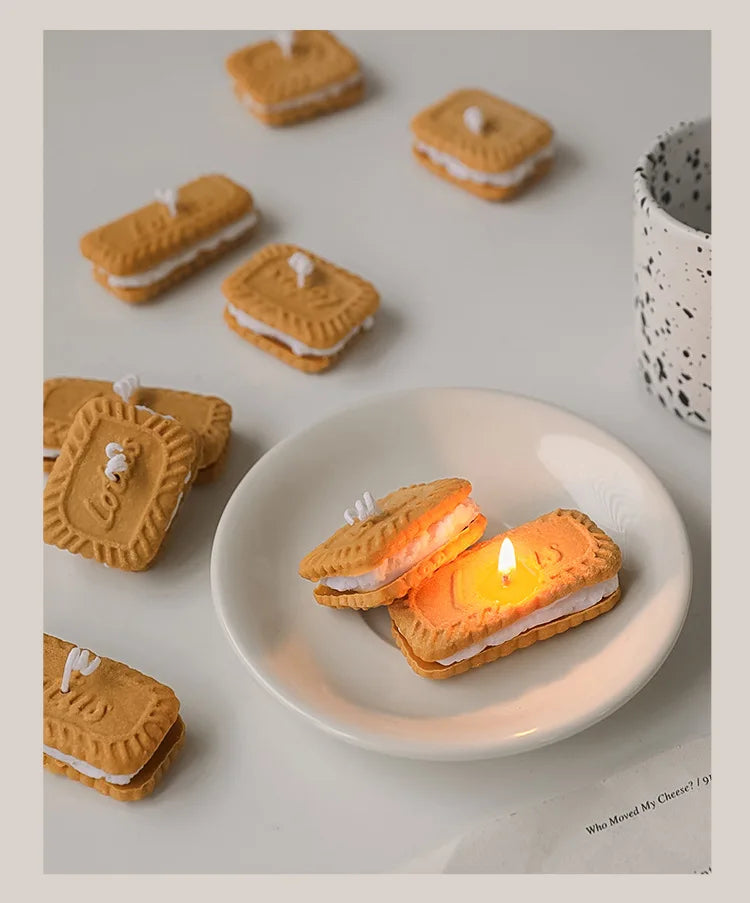 Cute handmade biscuit-shaped scented candle, for aromatherapy, soy wax, for weddings, birthdays, parties, and home decoration