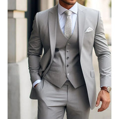 Zones Me-Costume Slim Fit pour Homme, Tenues de Mariage Formelles, Gris, Veste 3 Pièces, Pantalon avec GlabtMade, 2024