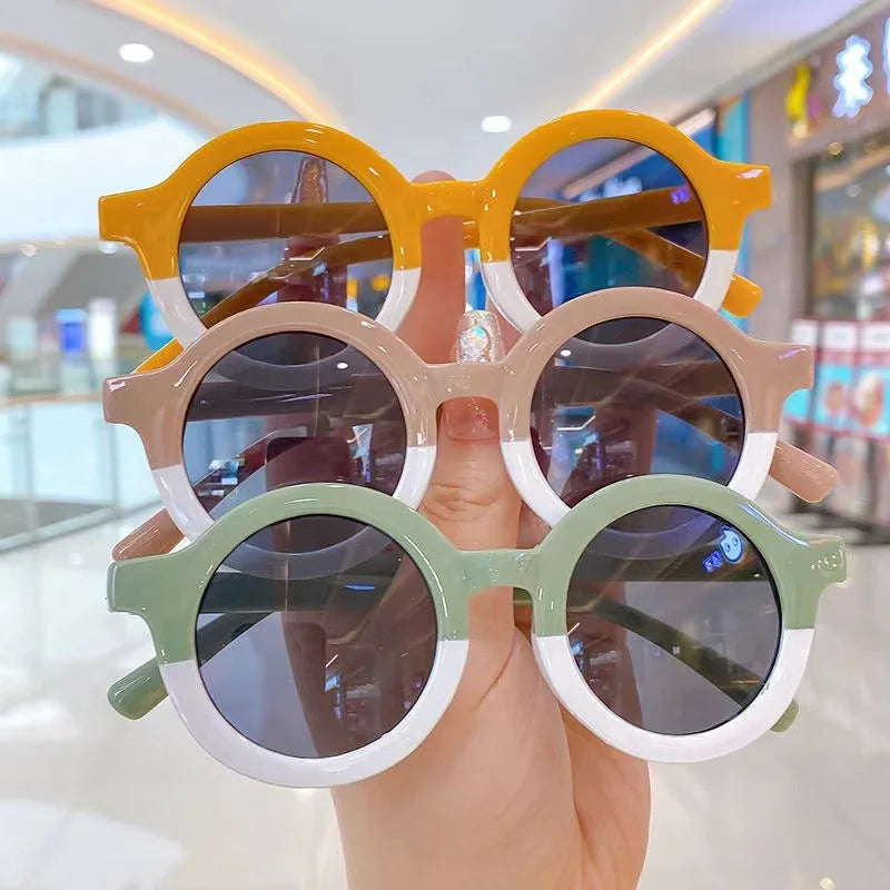 Lunettes de soleil rondes pour enfants, design de dessin animé mignon, léopard, Double couleur, Vintage, Protection UV, classique, pour filles et garçons