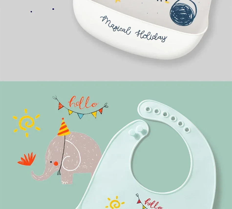 Bavoirs en Silicone souple pour bébés garçons et filles, bavoir imperméable pour nourrissons, tabliers de dessin animé pour nouveau-nés, bavoirs pour tout-petits, tissus pour rots, Bandana