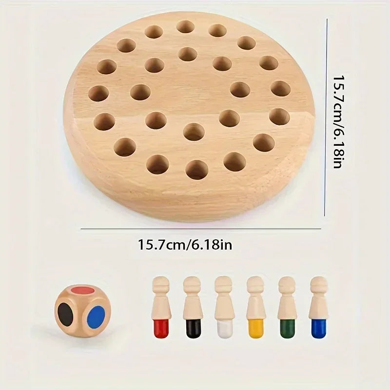 Jeu de mémoire en bois, Puzzle d'échecs éducatif pour enfants et adultes, niveau de compétence intermédiaire, jeu de société familial Portable