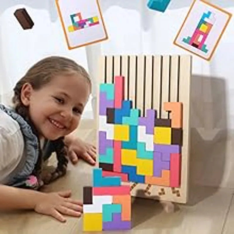 Puzzle en bois, jeu d'empilage pour activité de rassemblement familial, casse-tête STEM pour enfants et adultes, éducatif sensoriel Montessori