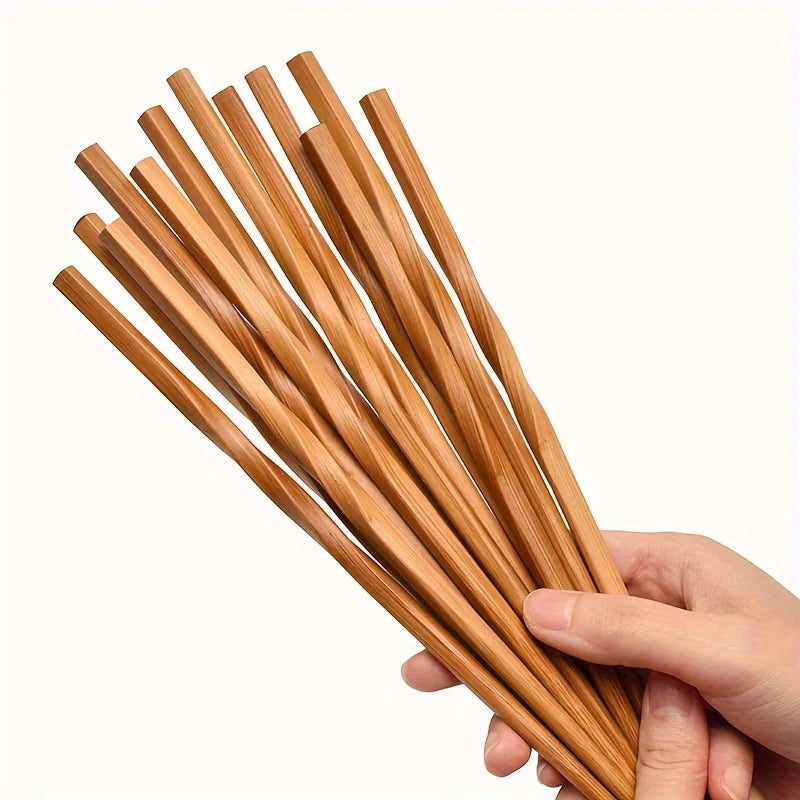 Ensemble de 5 paires de baguettes en bambou naturel, baguettes de style chinois, baguettes pointues pour la maison, ustensiles de cuisine
