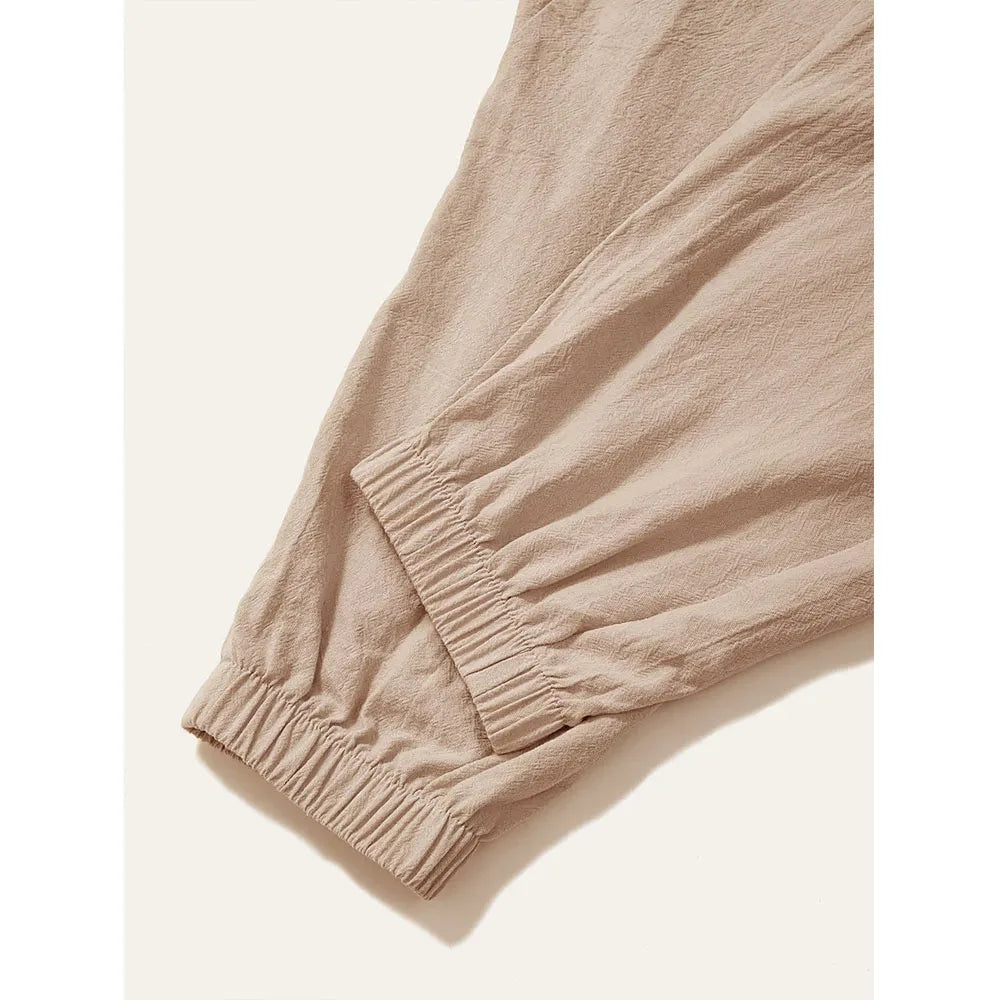 Sarouel pour hommes coton lin entrejambe bas confortable Streetwear coupe ample respirant léger pantalons longs hommes Joggers