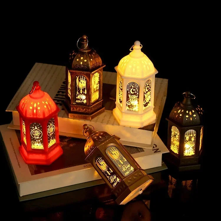 Ramadan Muslim Lantern, Eid Mubarak Ornament, LED Night Light for Festivals, Eid Al Adha Gift, Ramadan Gurbang Decoration for Home