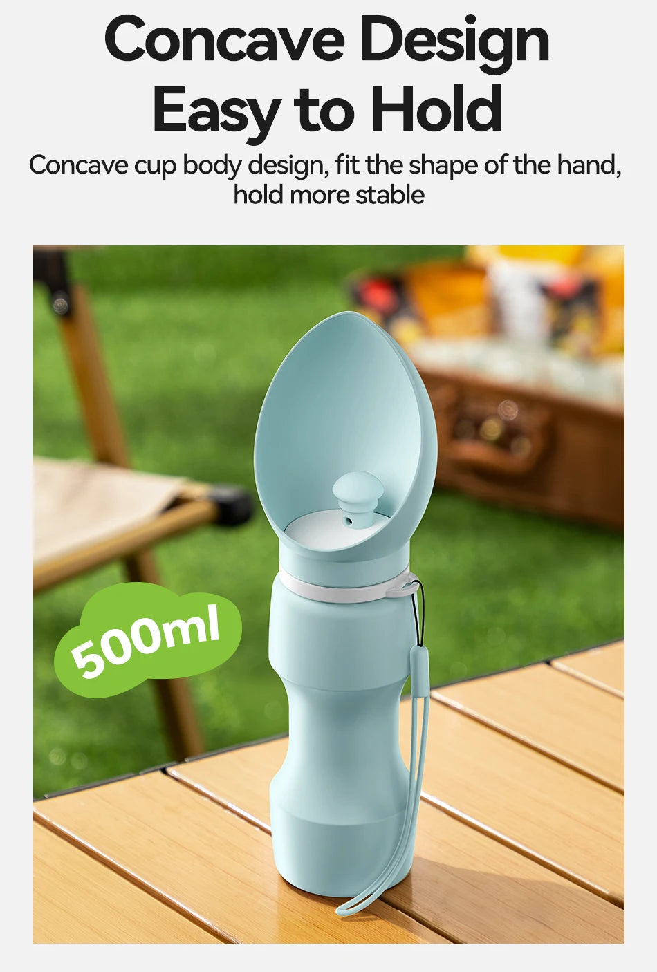 ROJECO-Bouteille d'eau pour chien et chat, en silicone souple, portable, pliable, pour voyage