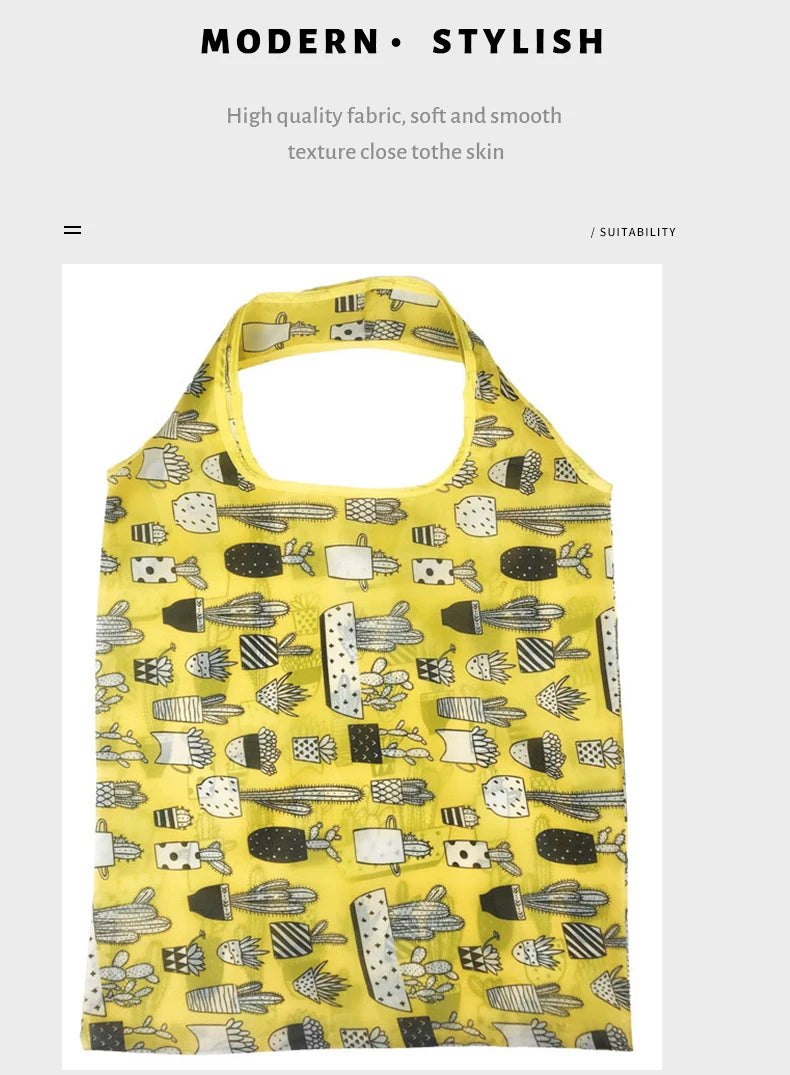 Sac de courses réutilisable, sac d'épicerie pliable en Nylon, fourre-tout créatif et écologique, léger et Durable