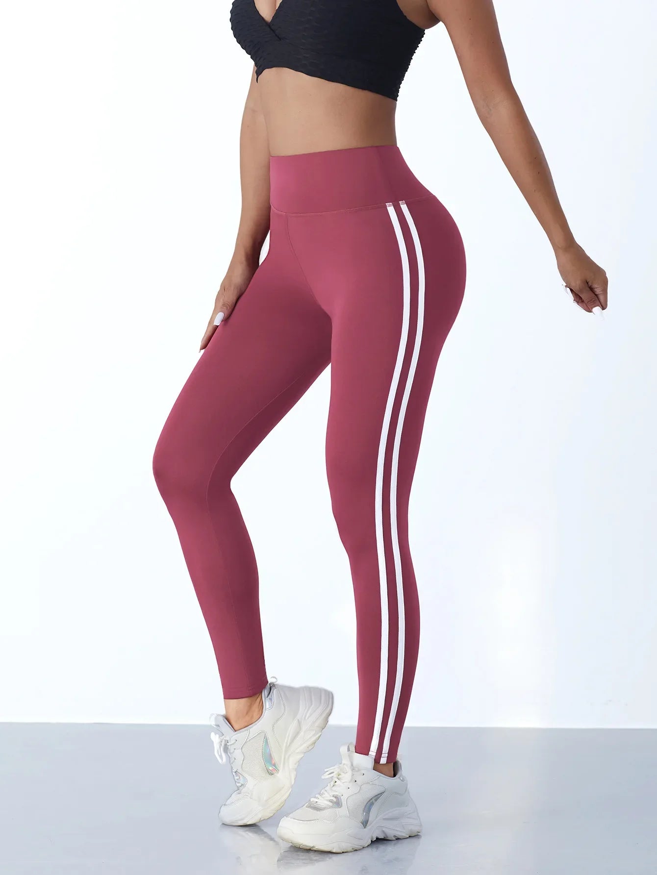 Leggings de Yoga pour femmes, pantalons de sport Slim rayés, taille haute, levage des hanches, collants décontractés, entraînement, course à pied, extensibles