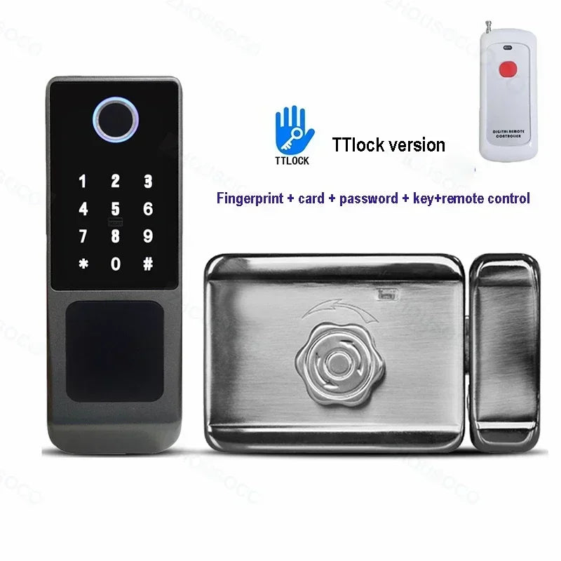 Serrure de porte intelligente électronique sans clé, serrure à empreintes digitales, étanche, Tuya, télécommande WiFi, Bluetooth, carte d'application TTLock, code numérique