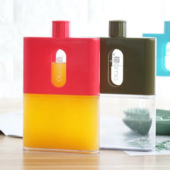 Bouteille d'eau plate en plastique de voyage sans BPA 500ml A6 A5, en papier, pour l'extérieur, avec coussin Portable