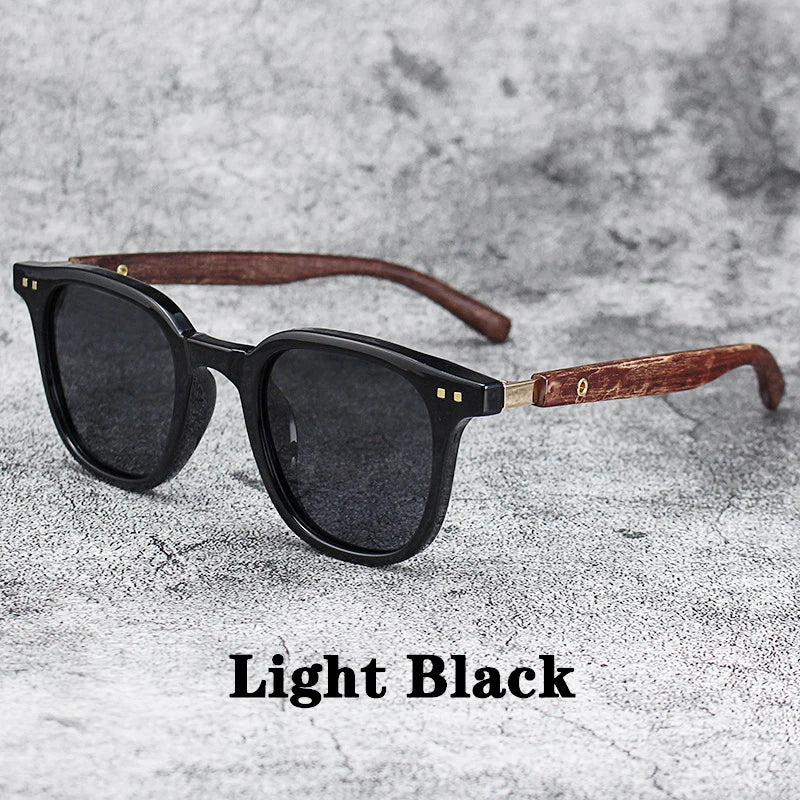 Nouveaux hommes Vintage cadre en bois lunettes de soleil marque classique carré lunettes de soleil revêtement lentille conduite lunettes pour femmes mâle