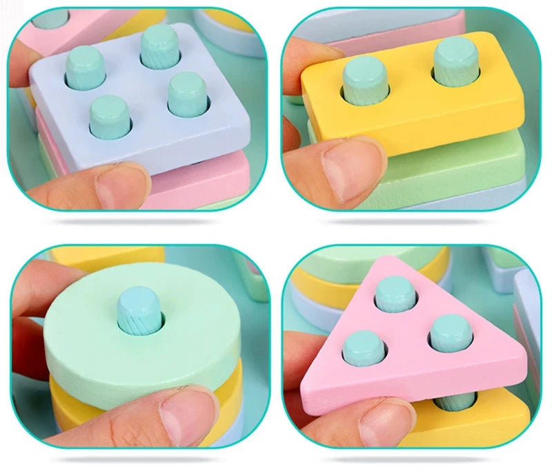 Puzzle Montessori pour enfants de 1 à 3 ans jouets en bois blocs de construction apprentissage document forme match