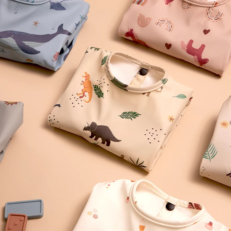 Bavoirs imperméables pour nouveau-né, bavoir blouse de peinture pour enfants à manches longues pour garçons et filles, tablier d'alimentation facile à nettoyer, articles pour bébé