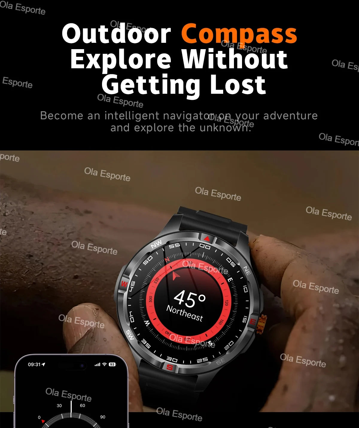 Montre intelligente 2025 boussole étanche surveillance de la santé et du sommeil grande capacité de batterie plus de 100 Modes de Sport hommes femmes Smartwatch en plein air