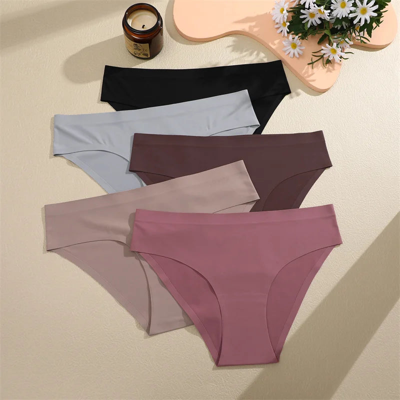 3 pièces/ensemble femmes culottes Sexy sans couture sans Trace sous-vêtements taille basse slips 9 couleurs unies respirant intimes Lingerie Ultra mince