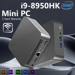 MINI PC Portable Windows 11 Intel Core i9 8950HK 16GB RAM 1TB SSD ordinateur double WIFI 6 BT5.2 4K HD Mini jeu bureau studyPc