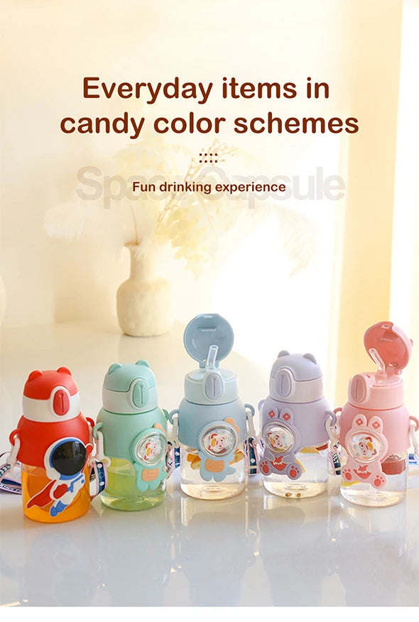 Tasse d'eau d'été Kawaii de 600ML pour enfants, tasse en paille antichute de grande valeur pour garçons et Cirls, bouilloire pour bébé aller à l'école