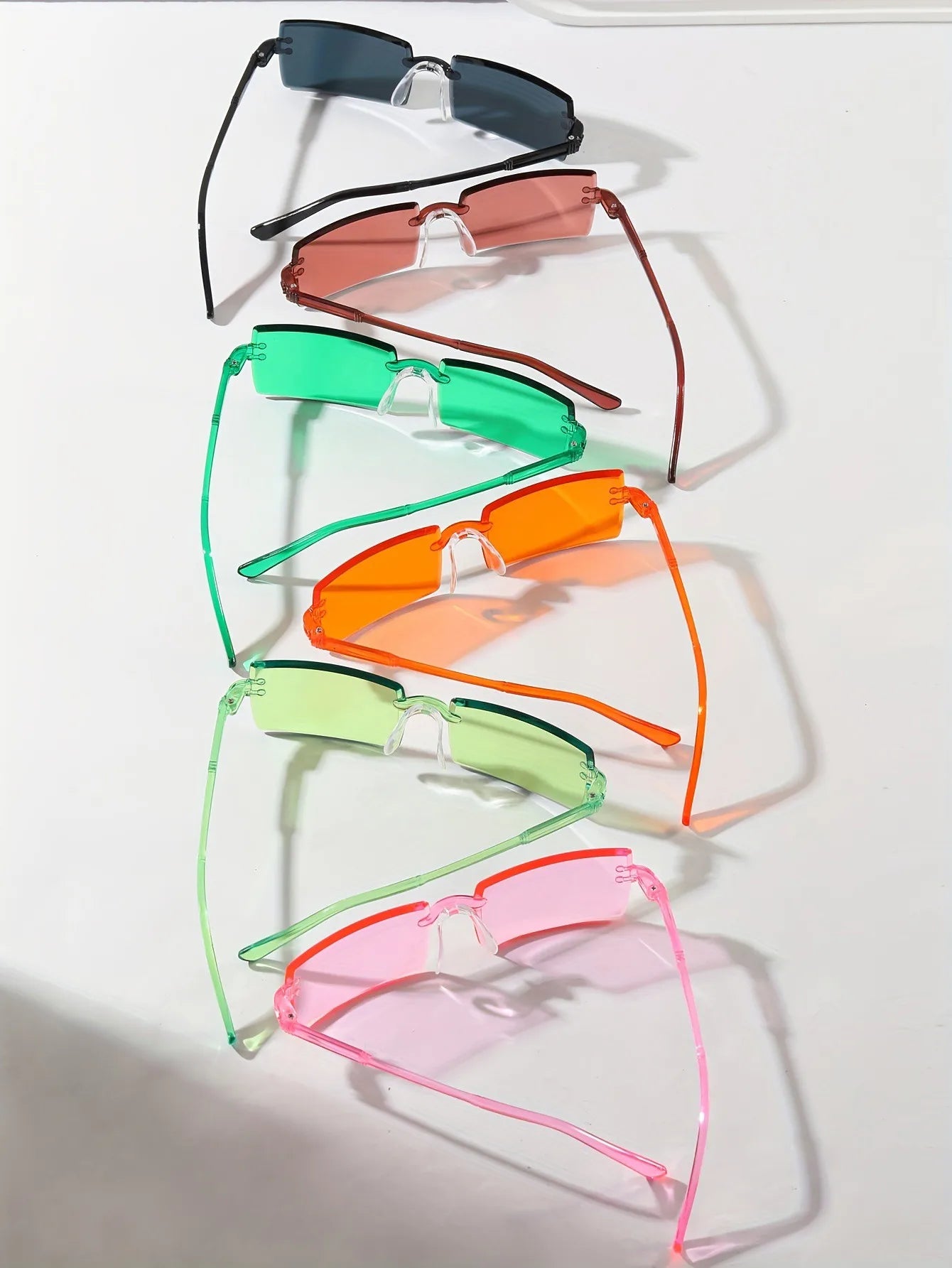 Lunettes de soleil rectangulaires pour femmes et hommes, 6 pièces, mignonnes, couleur bonbon, nuances décoratives, UV400
