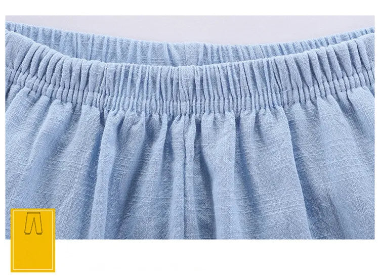 Pantalons pour enfants pour garçons et filles, en coton et lin, taille élastique, couleur unie, pantalons moustiques d'été, vêtements pour enfants, pantalons longs 100-160cm