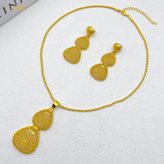 Ensembles de bijoux éthiopiens pour femmes, pendentif gouttelette, colliers de la présidence, boucles d'oreilles, ensemble de deux pièces, document en or 24 carats, cadeaux de fête de mariage érythréen