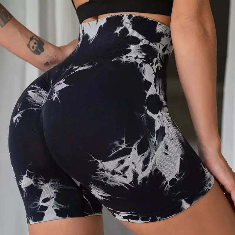 Short de Yoga Tie-Dye pour femmes, short de sport à haute élasticité, Push Up, course à pied, entraînement, Fitness, Leggings de sport courts pour femmes