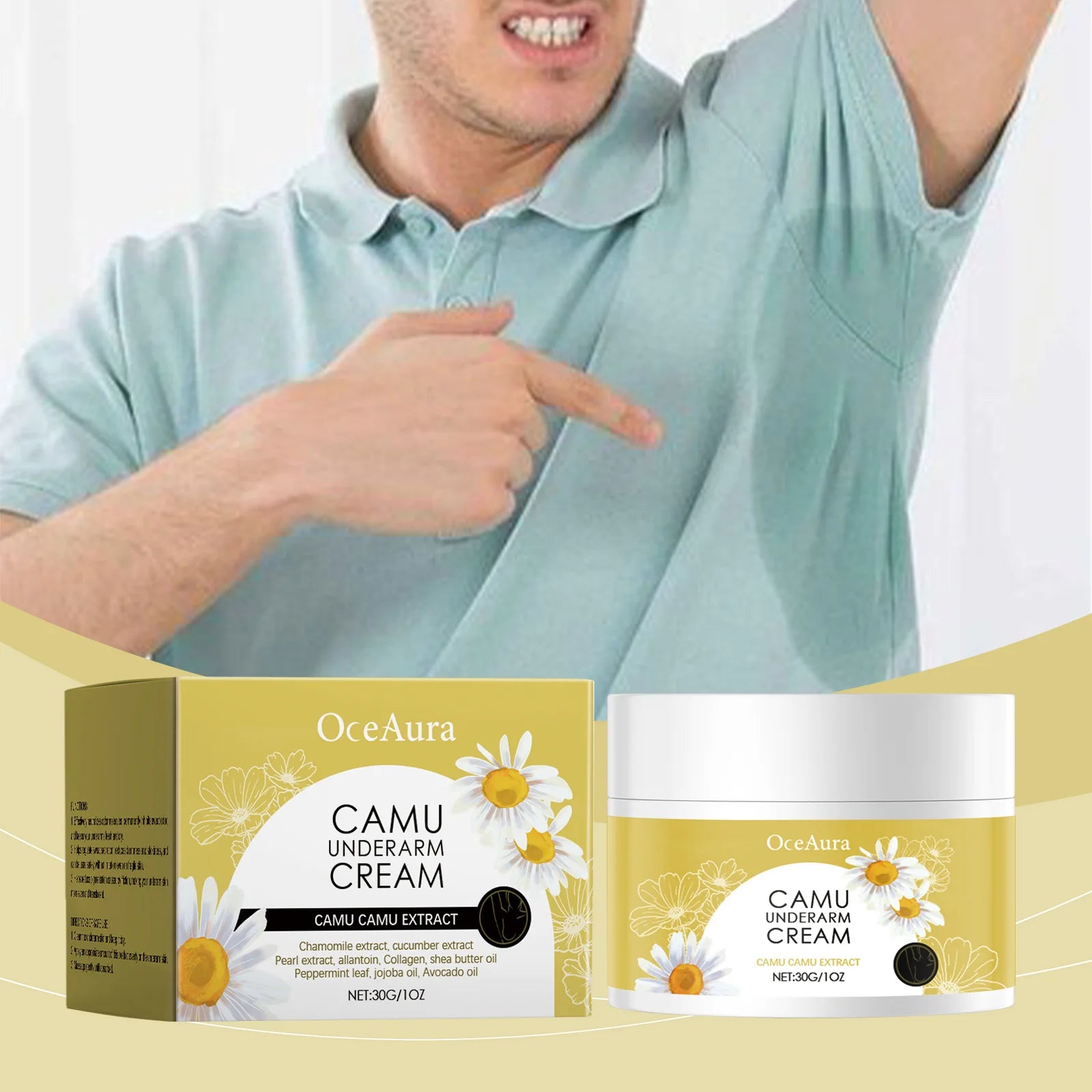 Crème déodorante pour les aisselles, prévient les odeurs corporelles, sueur, odeur des aisselles, propre, frais, garde sèche, fraîche, non irritante