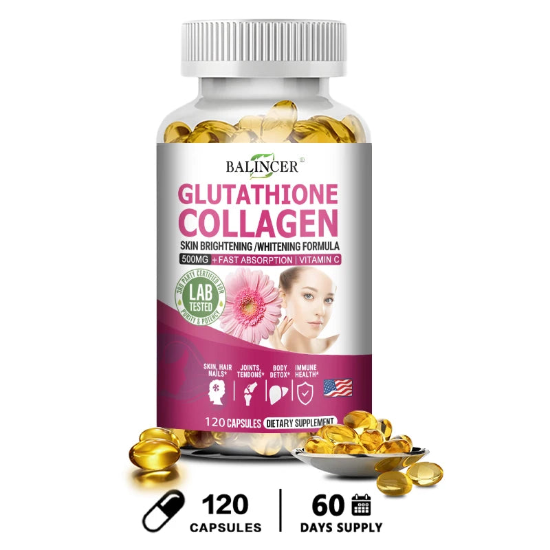 Collagène de glutathion - Blanchiment et éclaircissant, soutient la santé de la peau, des cheveux et des ongles, favorise la désintoxication et la santé immunitaire