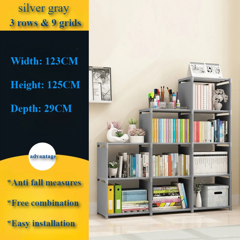 Simple storage shelf, multi-layered clutter storage shelf, bookcase organizer, easy assembly for bedroom or bookcase