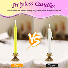24 pièces de 4 cires colorées, sans goutte à goutte, sans fumée, sans parfum, bougies de dîner pour la maison, tirées à la main, de haute qualité, adaptées à l'église, au mariage, aux fêtes, aux situations d'urgen