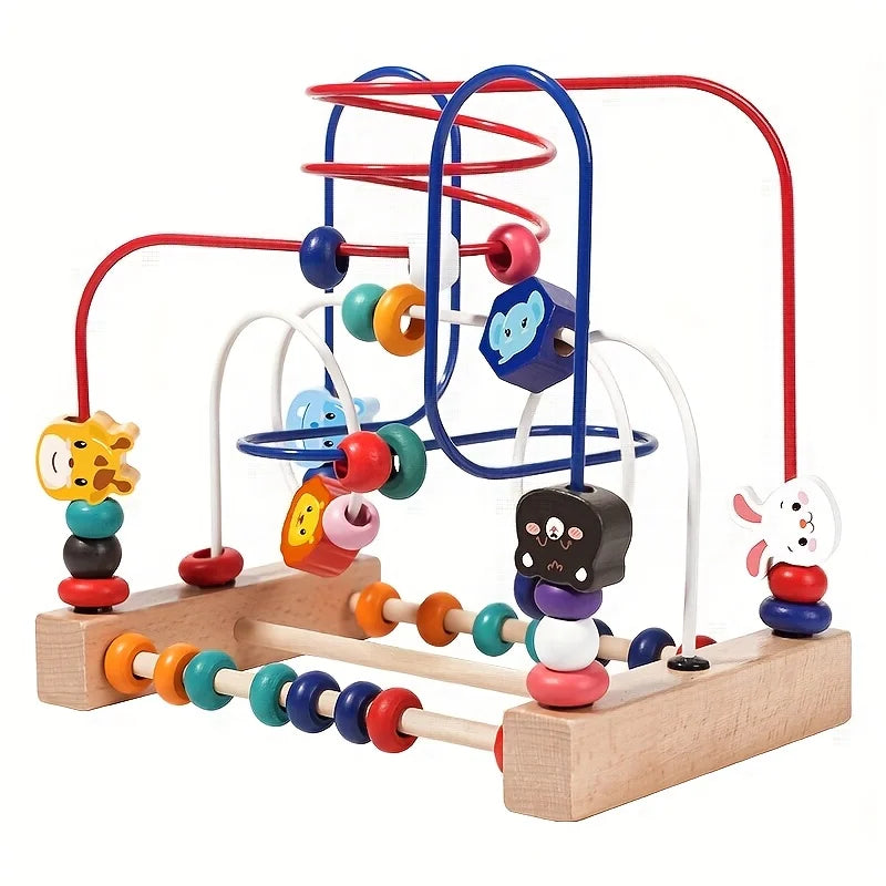 Blocs de construction d'intelligence pour bébés et tout-petits, jouets en bois avec perles, jouets à portée d'attention pour garçons et filles de 1 à 3 ans