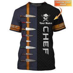 Uniforme de travail de chef pour hommes, T-shirt avec nom personnalisé, impression 3D, décontracté, 2023, séchage rapide et respirant, grande taille