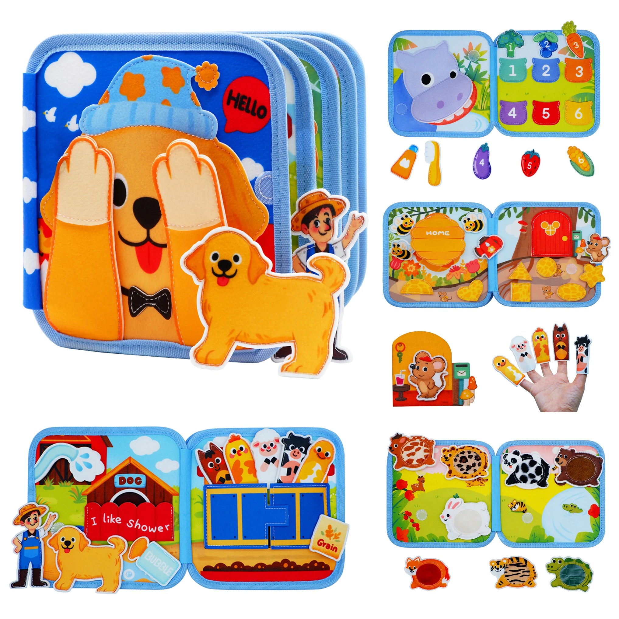 Jouets Montessori, livre occupé pour enfants, forme de couleur, Cognition animale, jouets d'éducation précoce, chiot, livre silencieux, jouets à motricité Fine