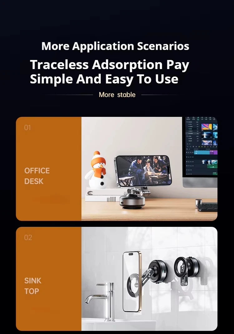 Support de téléphone magnétique pour voiture 360 °   Aspiration sous vide électrique pliante rotative pour support de Streaming de cuisine de gymnase de Navigation de voiture