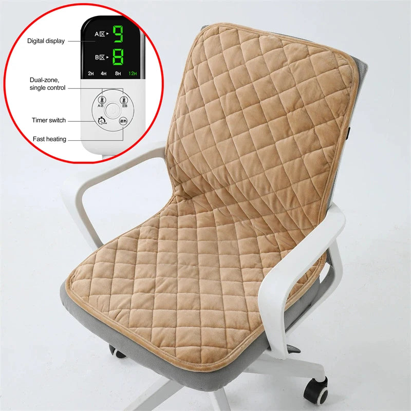 Coussin de siège chauffant électrique 45x90cm, tapis chauffant pour chaise de bureau, minuterie intelligente, coussin chauffant pour l'hiver, coussin de dossier intégré 220V